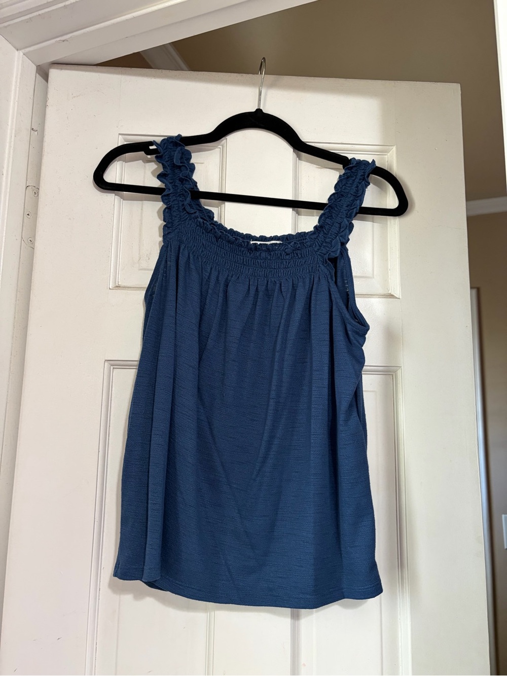 LC Lauren Conrad Navy Blue Smocked Strap Tank